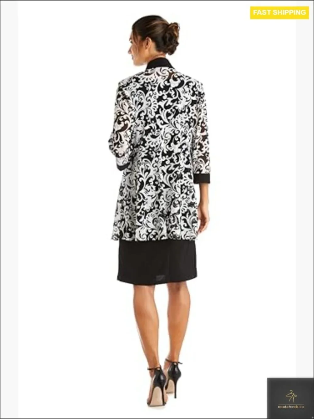 Two-Piece Jacket Dress Set With Detachable Necklace Sheath Knee-Length Wedding